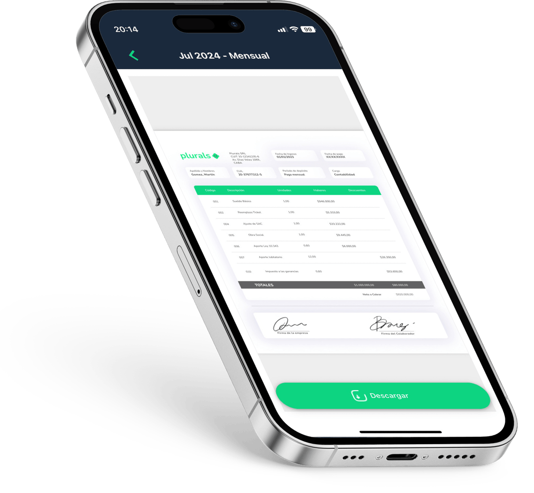 Recibos de sueldo en la app movil de Plurals
